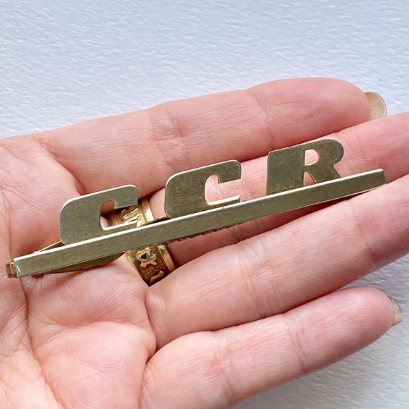 Vintage Hickok Monogram CCR Goldtone Tie Bar Alligator Clip USA - Picture 2 of 6